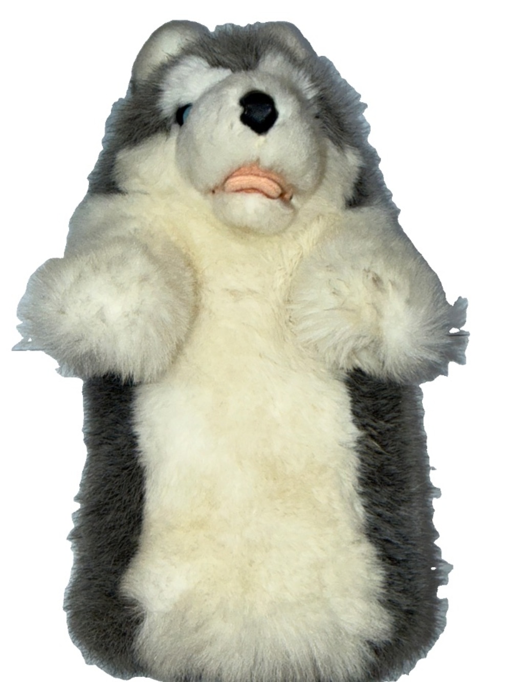 HUSKY DOG Daphne's Head Covers Handmade Gray White Blue Eyes Tongue Out VINTAGE